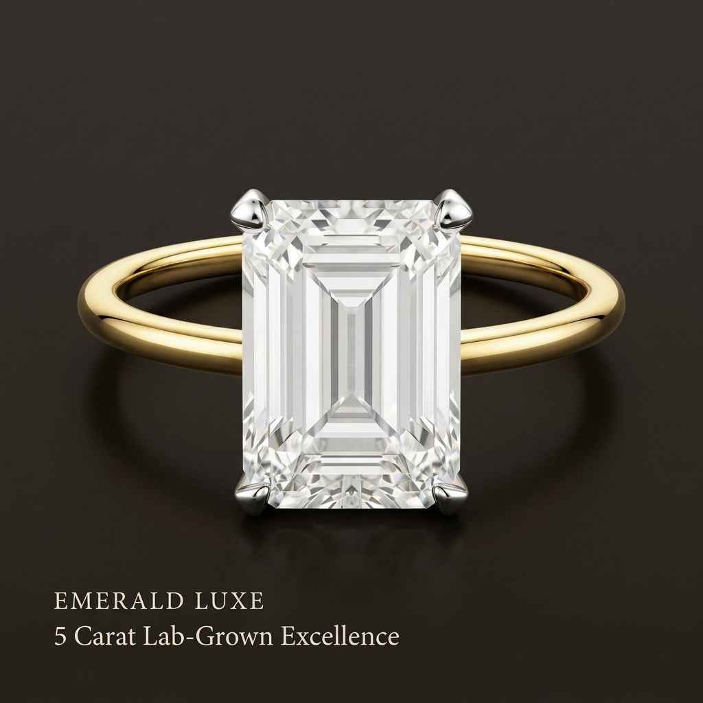 5 Carat Emerald Lab Grown IGI Diamond Ring