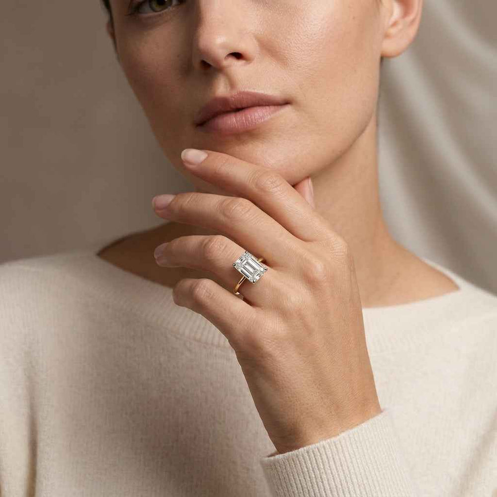 5 Carat Emerald Lab Grown IGI Diamond Ring