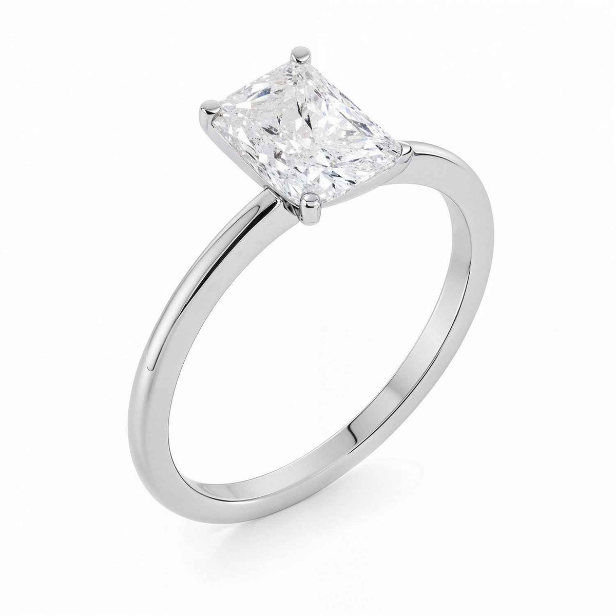 2 Carat Radiant Lab Grown IGI G/VS1 Diamond Solitaire Ring in 14K White Gold