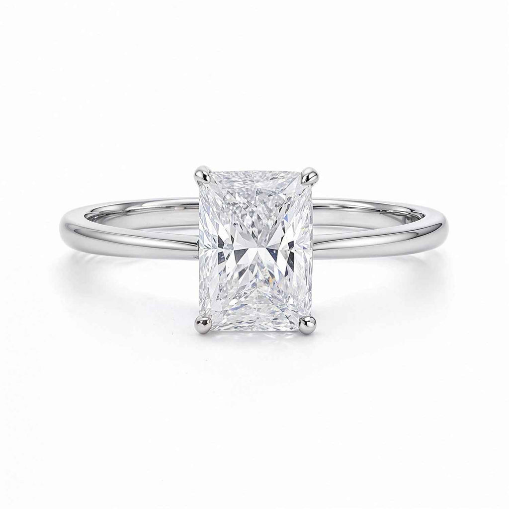 2 Carat Radiant Lab Grown IGI G/VS1 Diamond Solitaire Ring in 14K White Gold