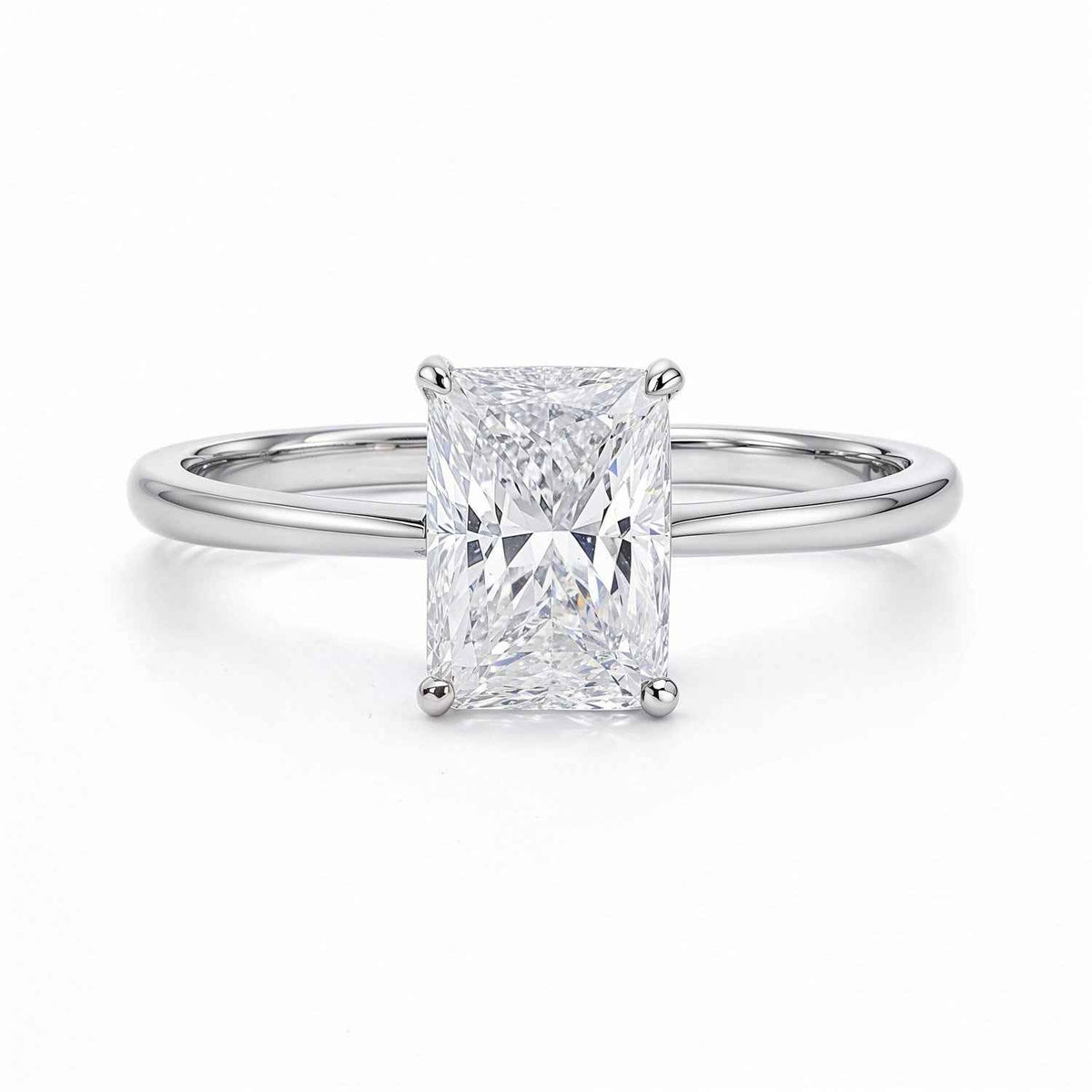 2 Carat Radiant Lab Grown IGI G/VS1 Diamond Solitaire Ring in 14K White Gold