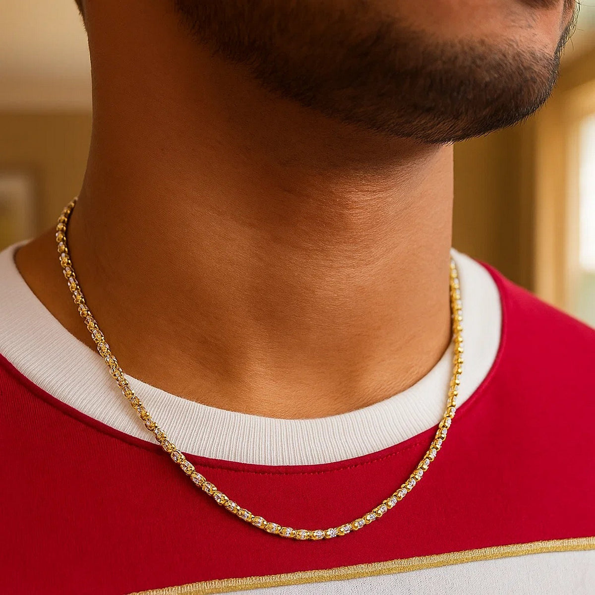 Ice Barrel Chain in 14k Two Tone Gold (2.70 mm)