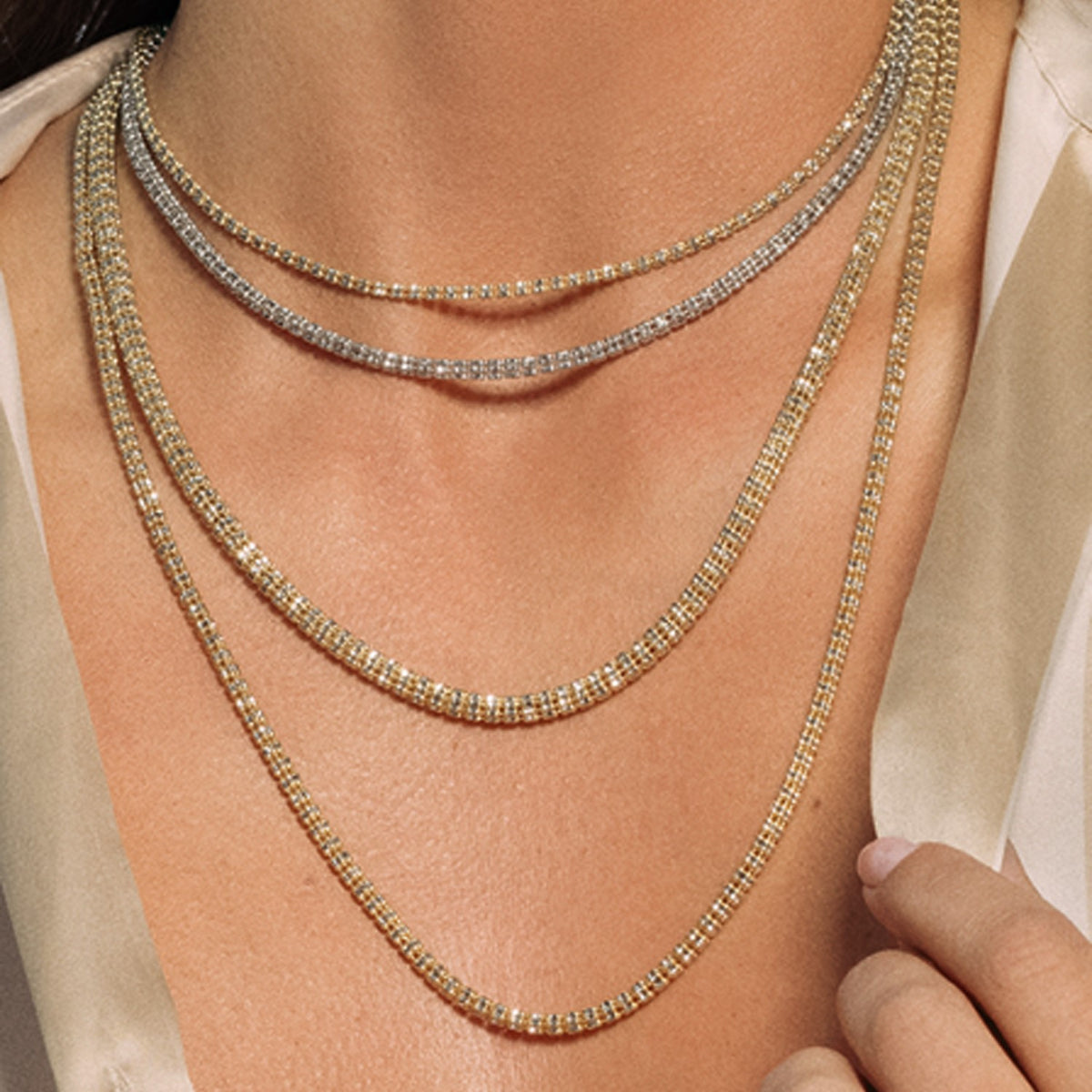 Ice Barrel Chain in 14k Two Tone Gold (2.70 mm)