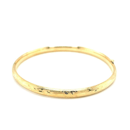10k Yellow Gold Botanical Pattern Florentine Bangle (5.00 mm)