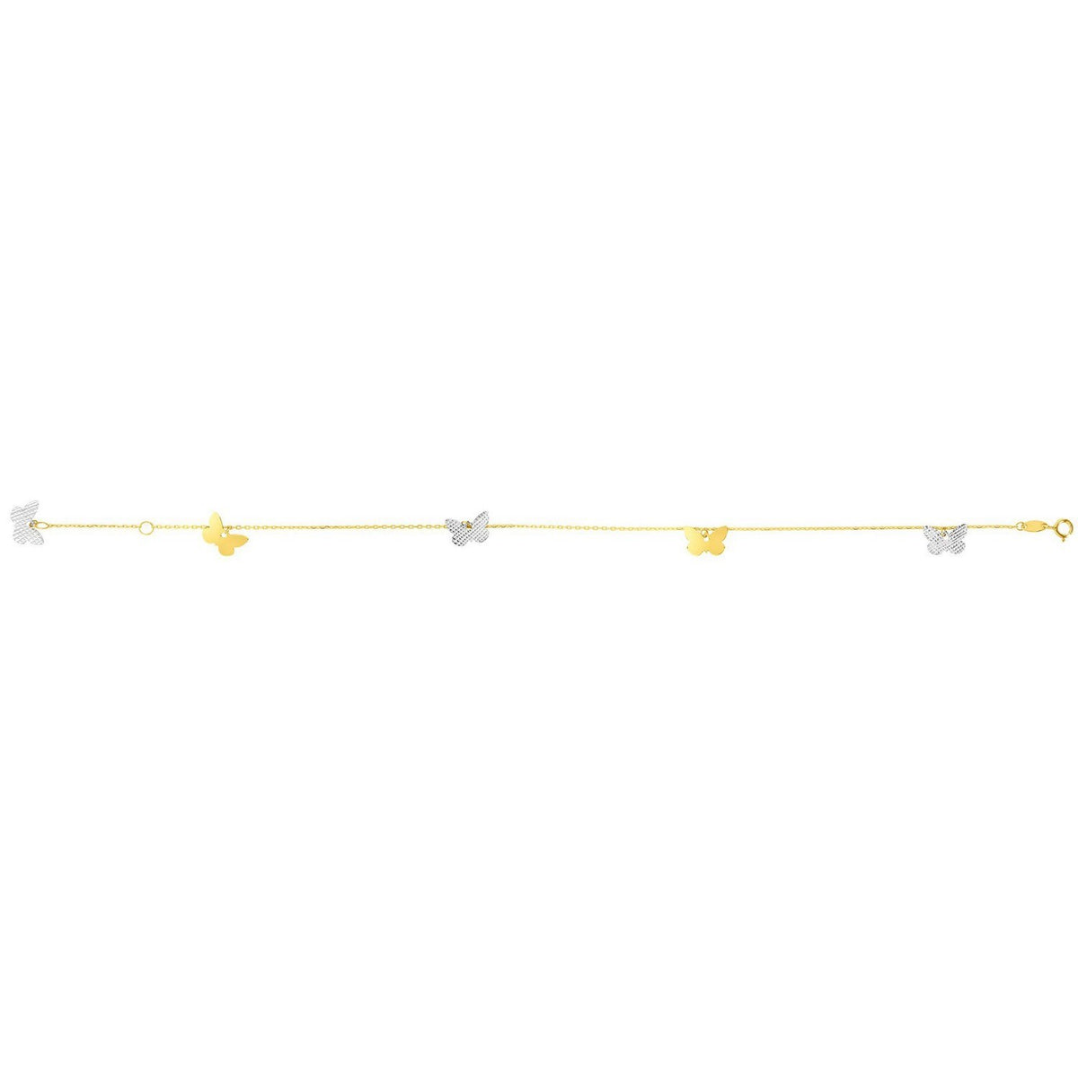 14k Two Tone Gold Anklet with Butterflies