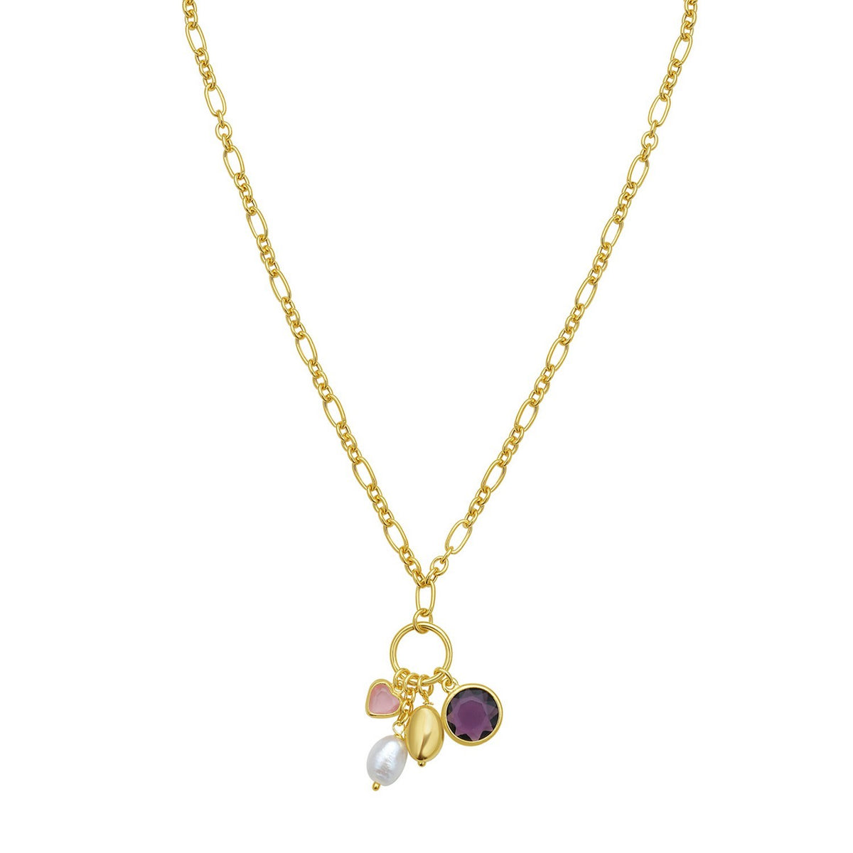 Sterling Silver Rhodium Plated Cubic Zirconia Charm Necklace