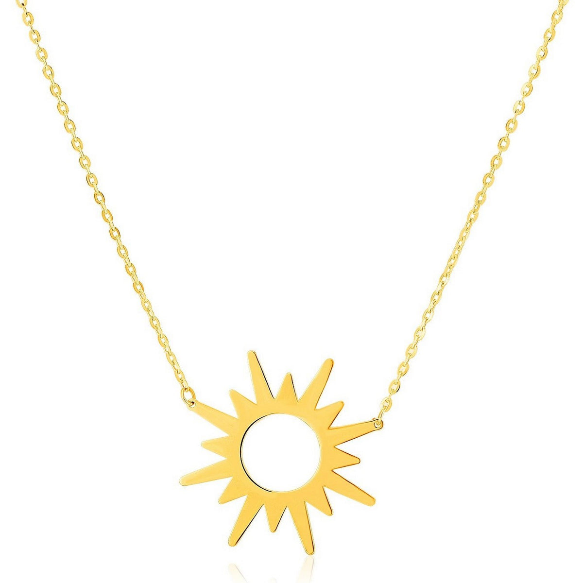 14K Yellow Gold Sunburst Necklace