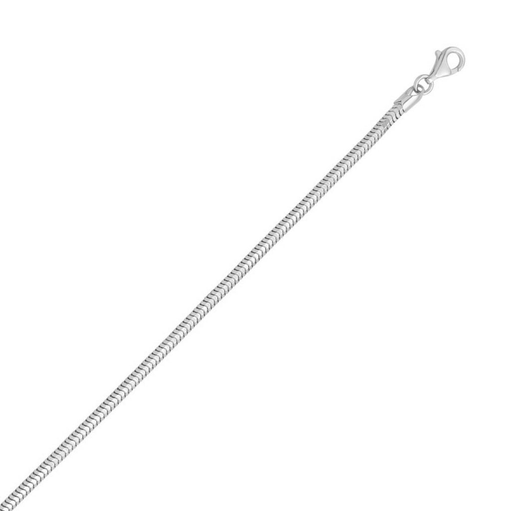 Sterling Silver Rhodium Plated Octagonal Snake Chain (3.00 mm)