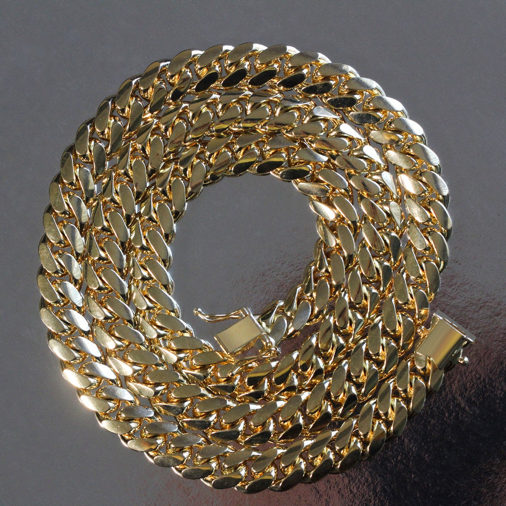 14k Yellow Gold Classic Miami Cuban Solid Chain (9.20 mm)