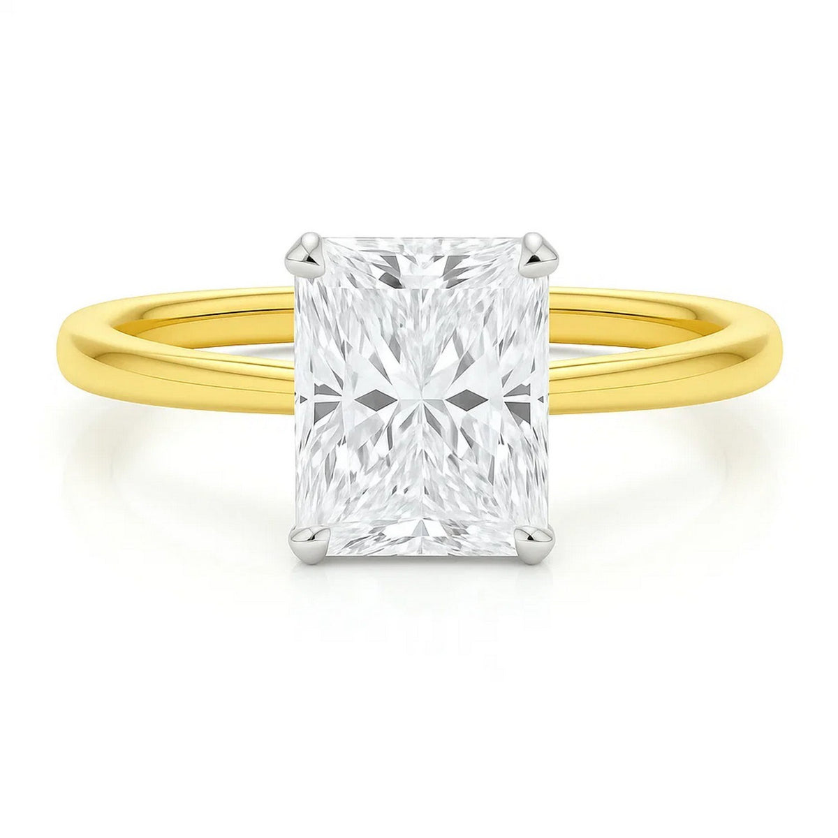 5 Carat Radiant Lab Grown IGI G/VS1 Diamond Solitaire Ring in 10K Yellow Gold