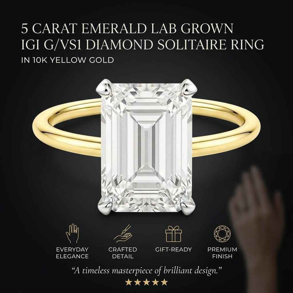 5 Carat Emerald Lab Grown IGI Diamond Ring
