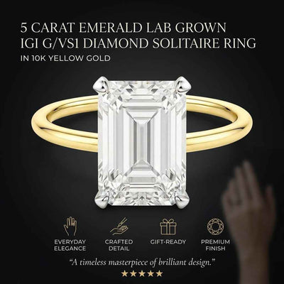 5 Carat Emerald Lab Grown IGI Diamond Ring